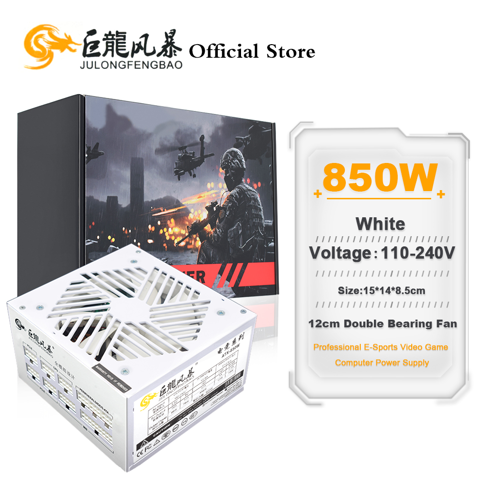 1000W White Modular Power Supply - Weißes, vollmodulares 850-W-ATX-Schaltnetzteil, Computer-Netzteil, 110–240 V,